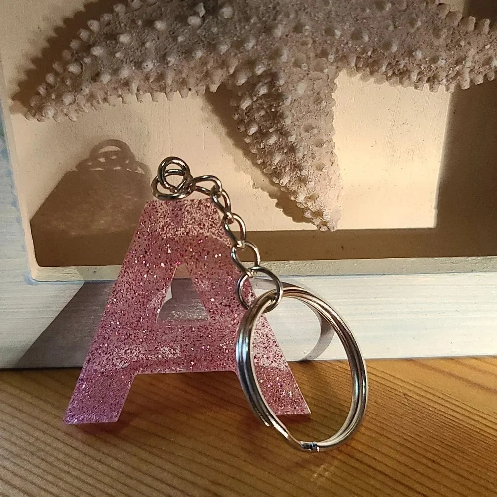 Letter A Resin Keychain